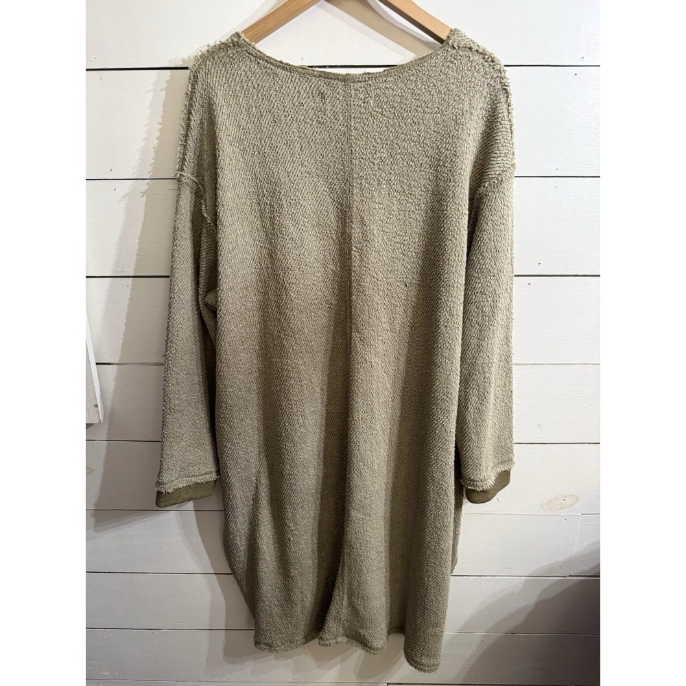 FP Beach Free People Sweater Dress Olive Green Large Cozy Beach Lounge Pockets - Picture 3 of 7